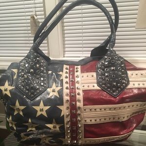 Studded American Flag Hand Bag